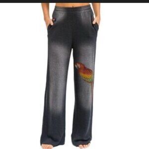 Aviator Nation Black Joggers with Parrot Design